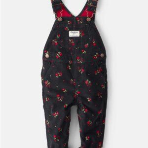 OshKosh Infant Girls Floral Print Corduroy Overalls 18M